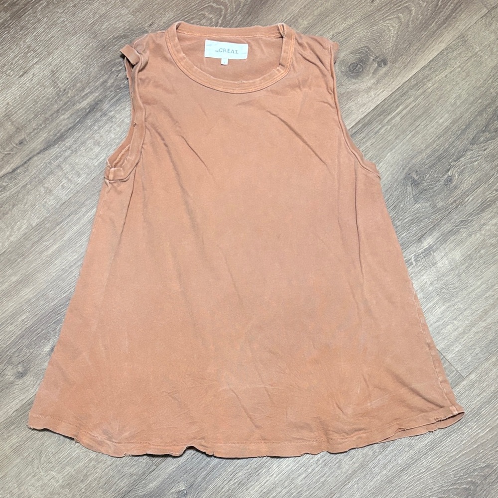 The Great Women's Sleeveless Tan Top Distressed Size 1